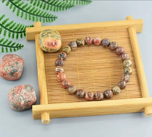 Bracelet en pierre naturelle ( Léopard Rouge )