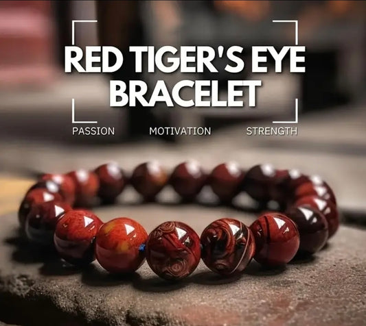 Bracelet en pierre naturelle ( Oeil de Tigre Rouge Foncé )