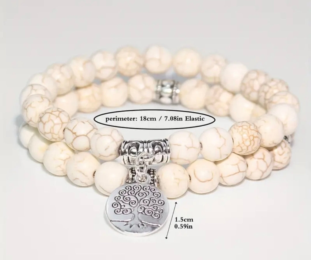 Bracelet en pierre naturelle ( Howlite Blanche )