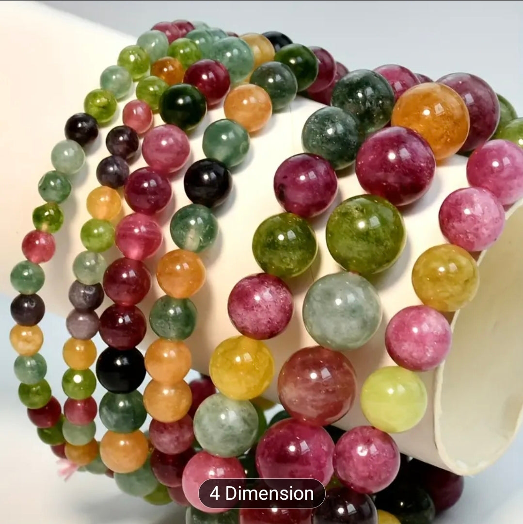 Bracelet en pierre naturelle ( Tourmalite Multicolore )