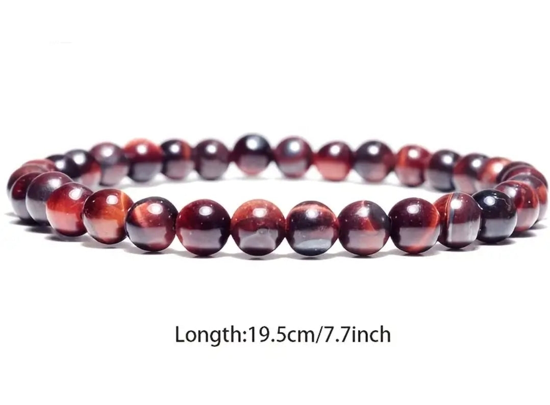 Bracelet en pierre naturelle ( Oeil de Tigre Vin ) 12 mm