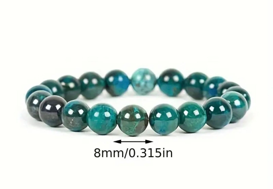 Bracelet en pierre naturelle ( Chrysocolle / Malachite )