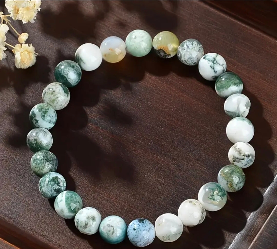 Bracelet en pierre naturelle ( Agate Mousse )