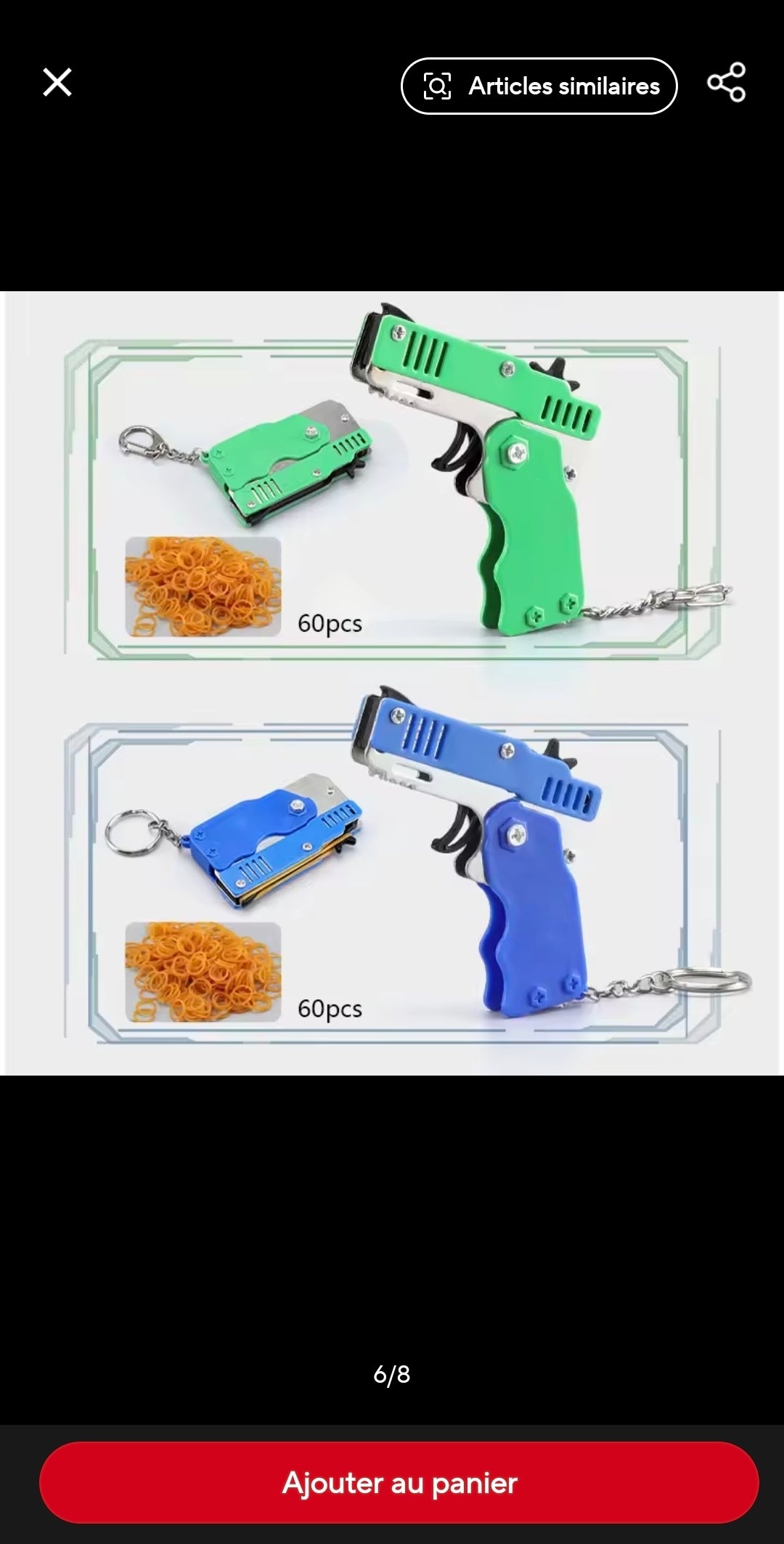Porte-clefs ( pistolet lanceur d'élastique )
