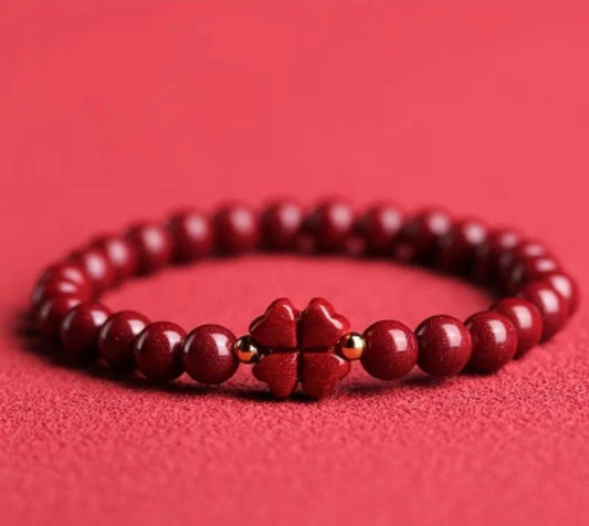 Bracelet en perle naturelle ( Cinabre naturel ) de 6mm.