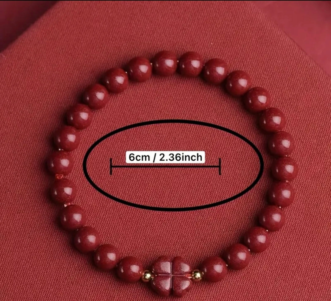 Bracelet en perle naturelle ( Cinabre naturel ) de 6mm.