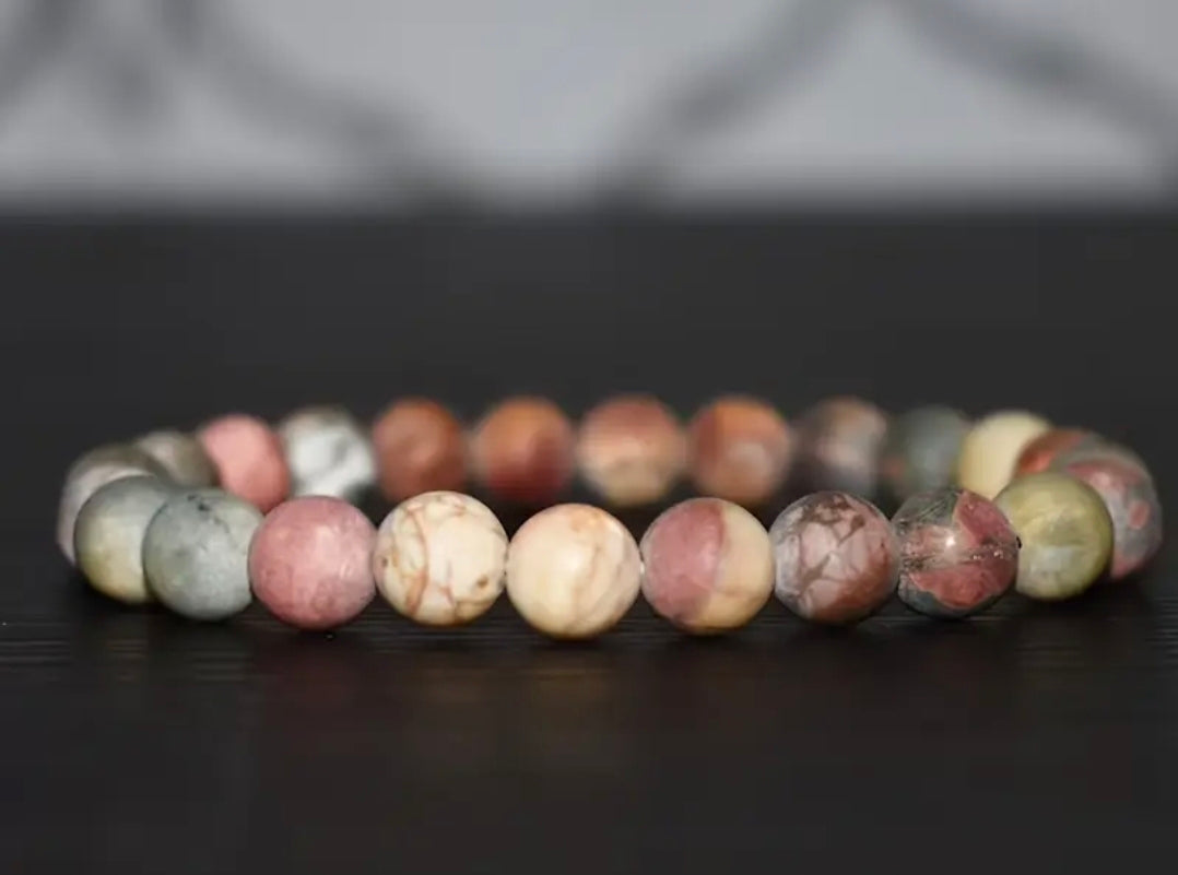 Bracelet en pierre naturelle ( jaspe paysage )