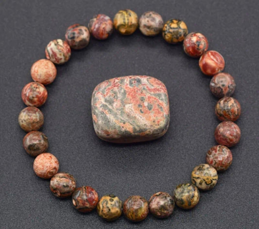 Bracelet en pierre naturelle ( Léopard Rouge )
