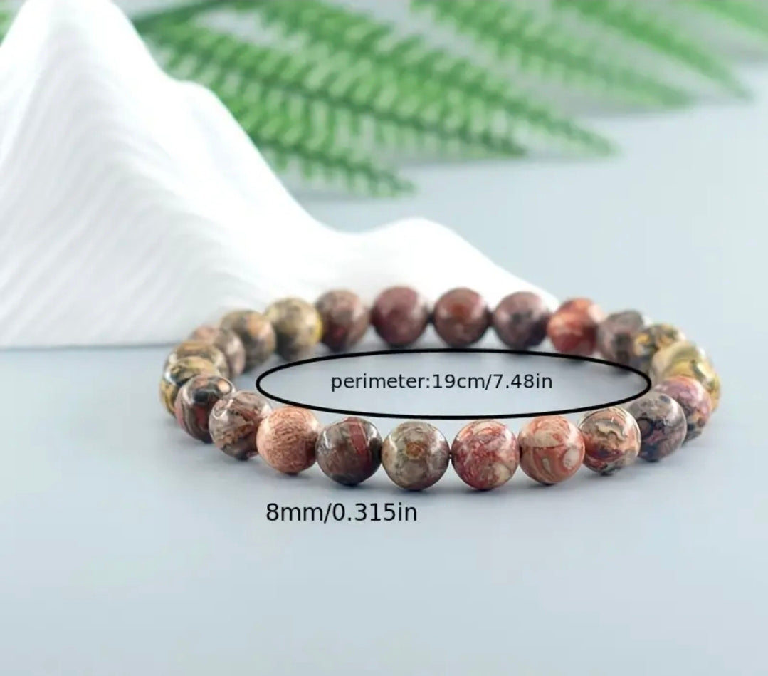 Bracelet en pierre naturelle ( Léopard Rouge )