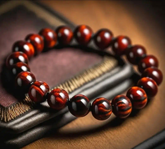Bracelet en pierre naturelle ( Oeil de Tigre Rouge Foncé )