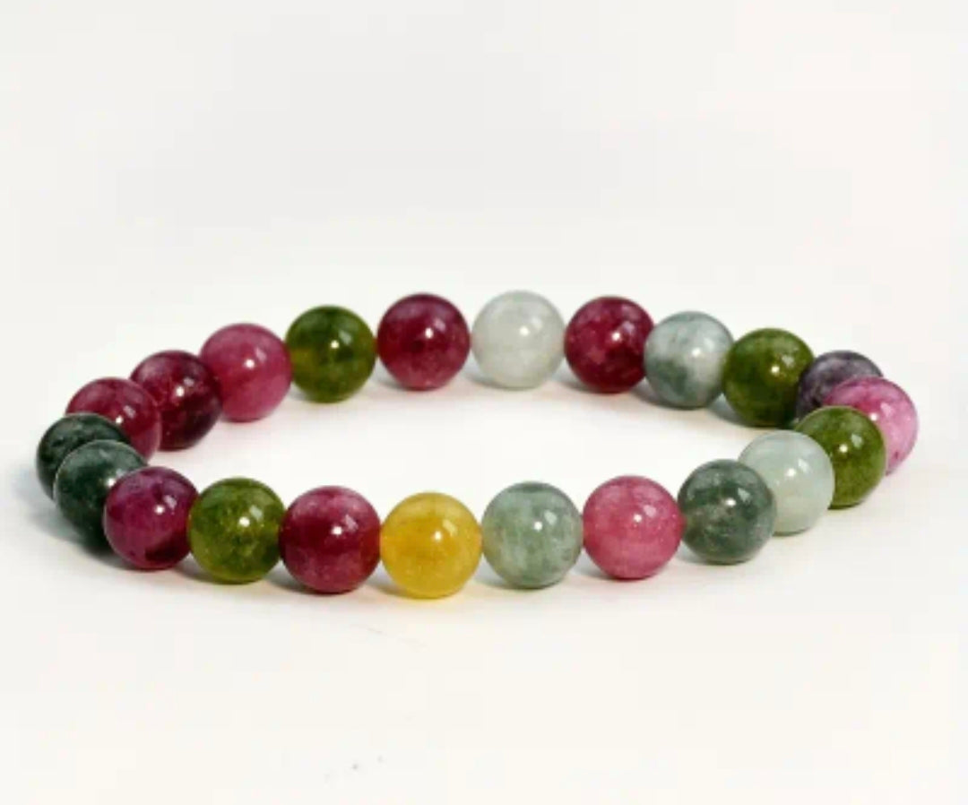 Bracelet en pierre naturelle ( Tourmalite Multicolore )