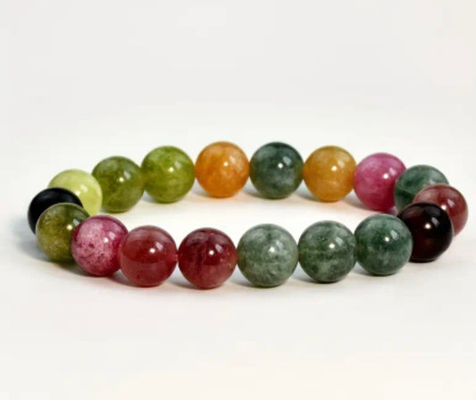 Bracelet en pierre naturelle ( Tourmalite Multicolore )
