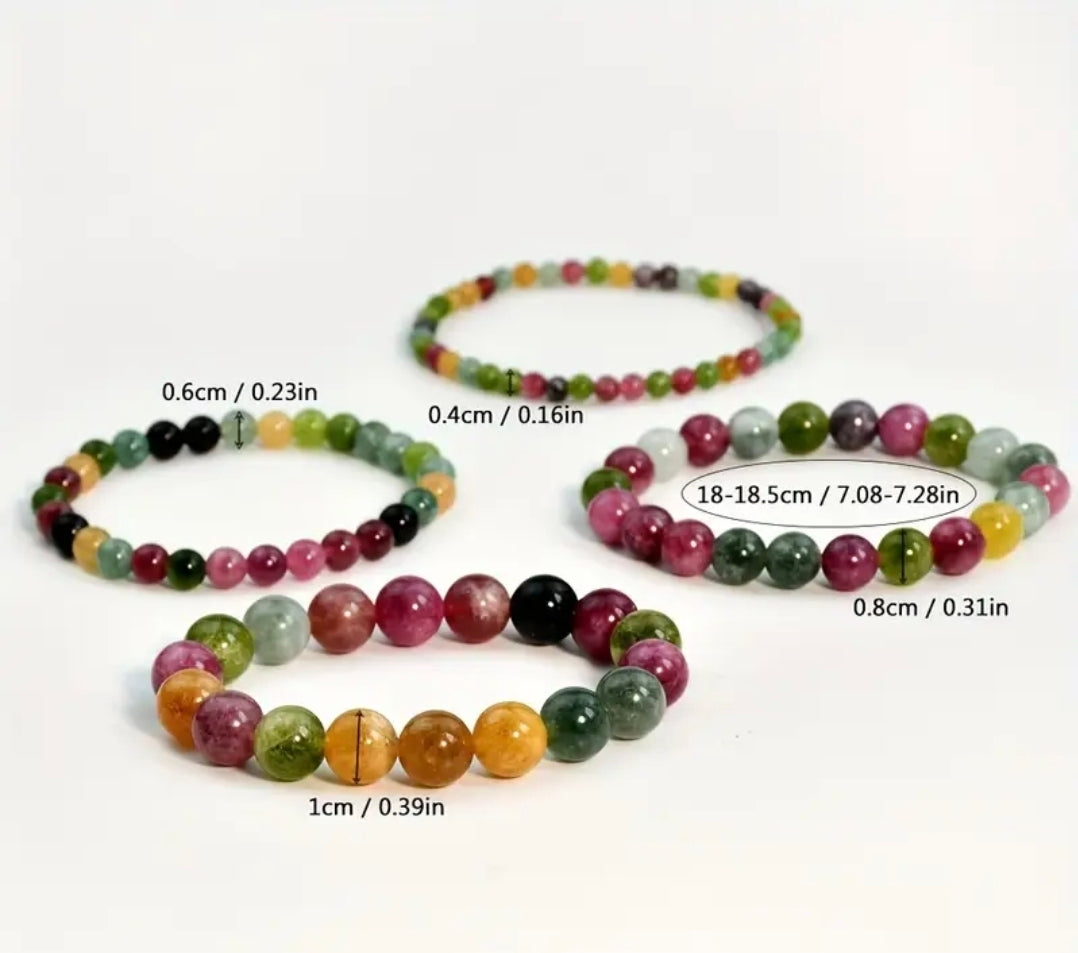 Bracelet en pierre naturelle ( Tourmalite Multicolore )