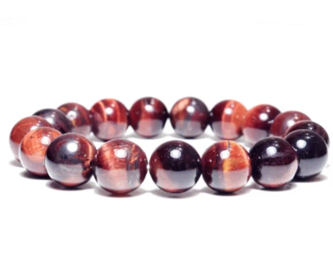 Bracelet en pierre naturelle ( Oeil de Tigre Vin ) 12 mm