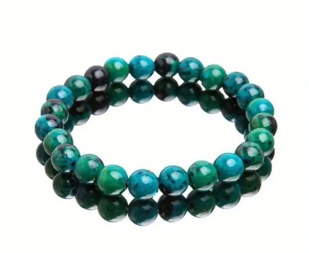 Bracelet en pierre naturelle ( Chrysocolle / Malachite )