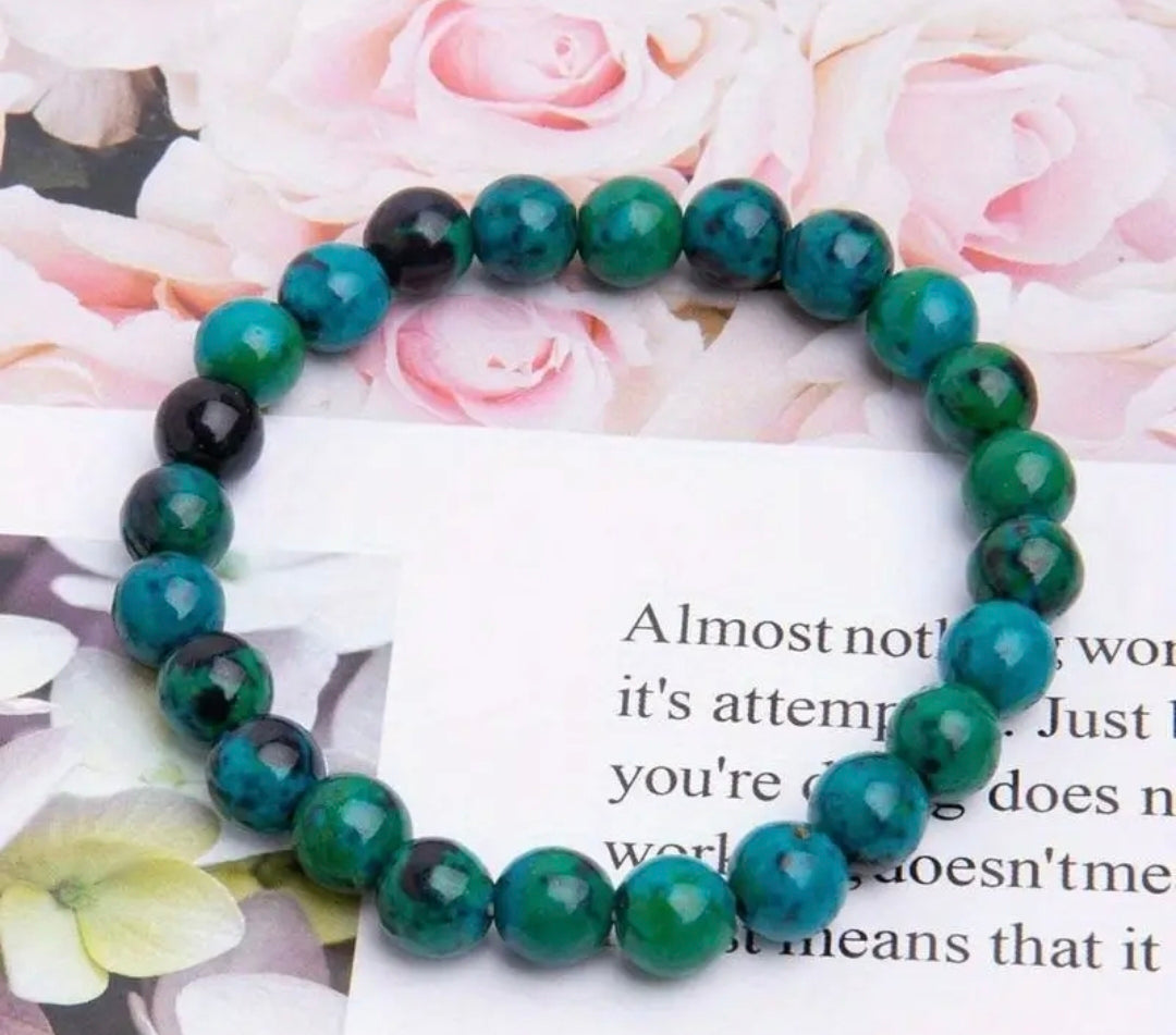 Bracelet en pierre naturelle ( Chrysocolle / Malachite )