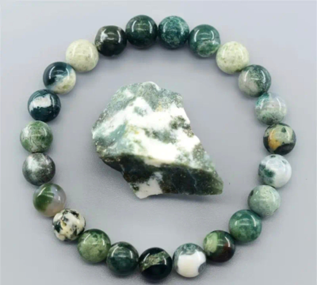 Bracelet en pierre naturelle ( Agate Mousse )