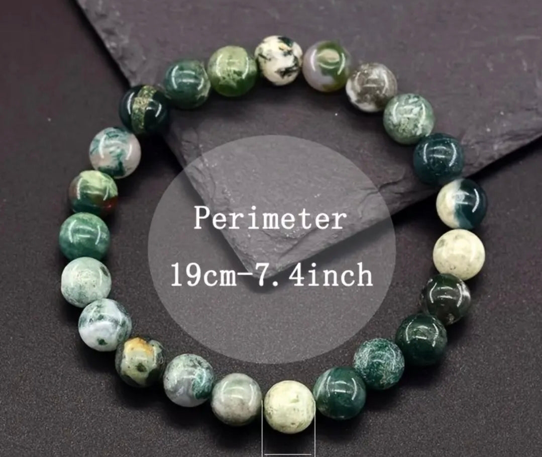 Bracelet en pierre naturelle ( Agate Mousse )