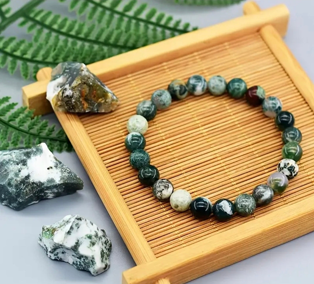 Bracelet en pierre naturelle ( Agate Mousse )