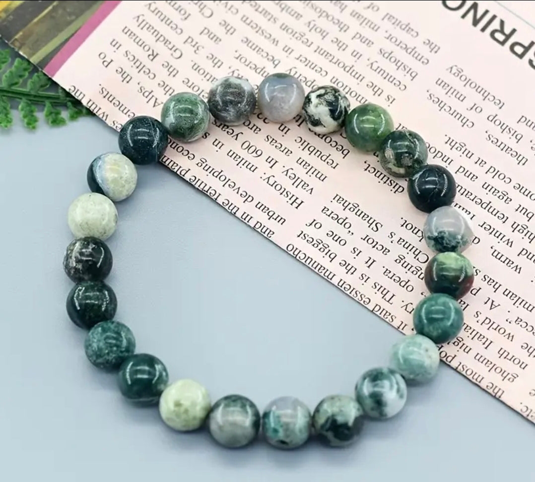 Bracelet en pierre naturelle ( Agate Mousse )
