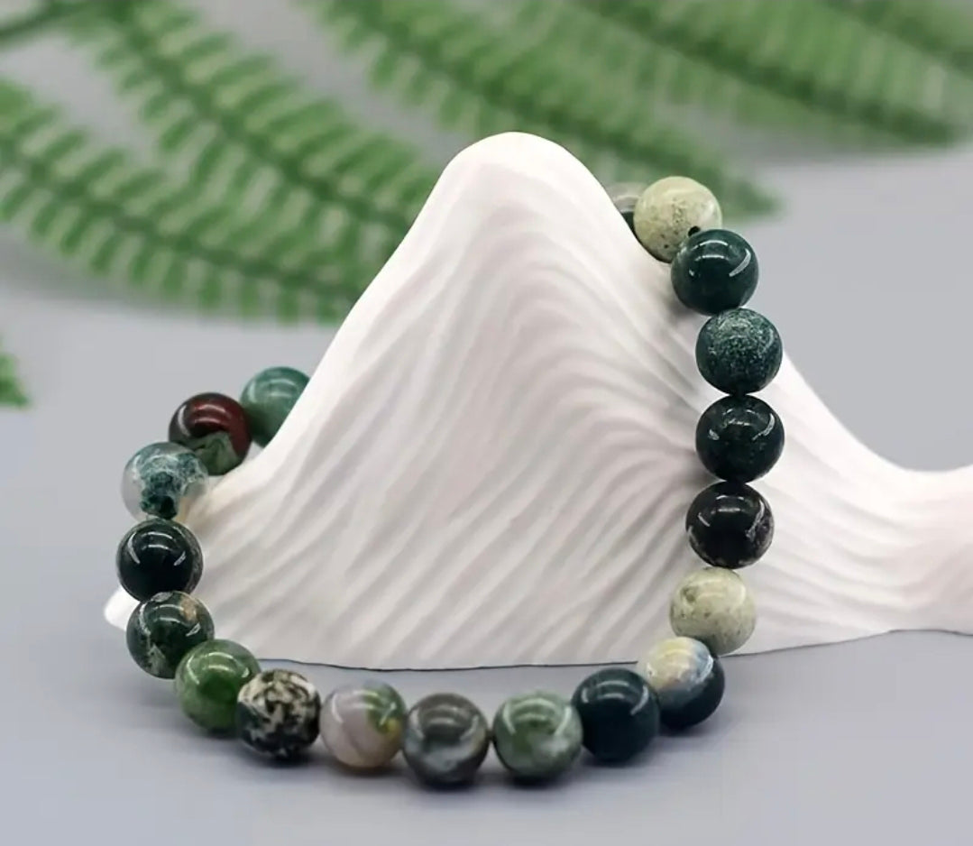 Bracelet en pierre naturelle ( Agate Mousse )