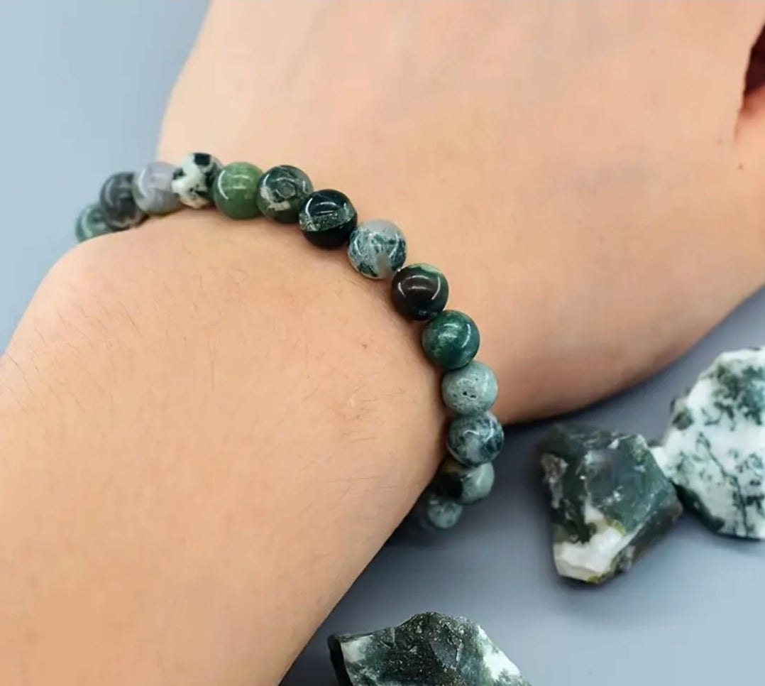 Bracelet en pierre naturelle ( Agate Mousse )